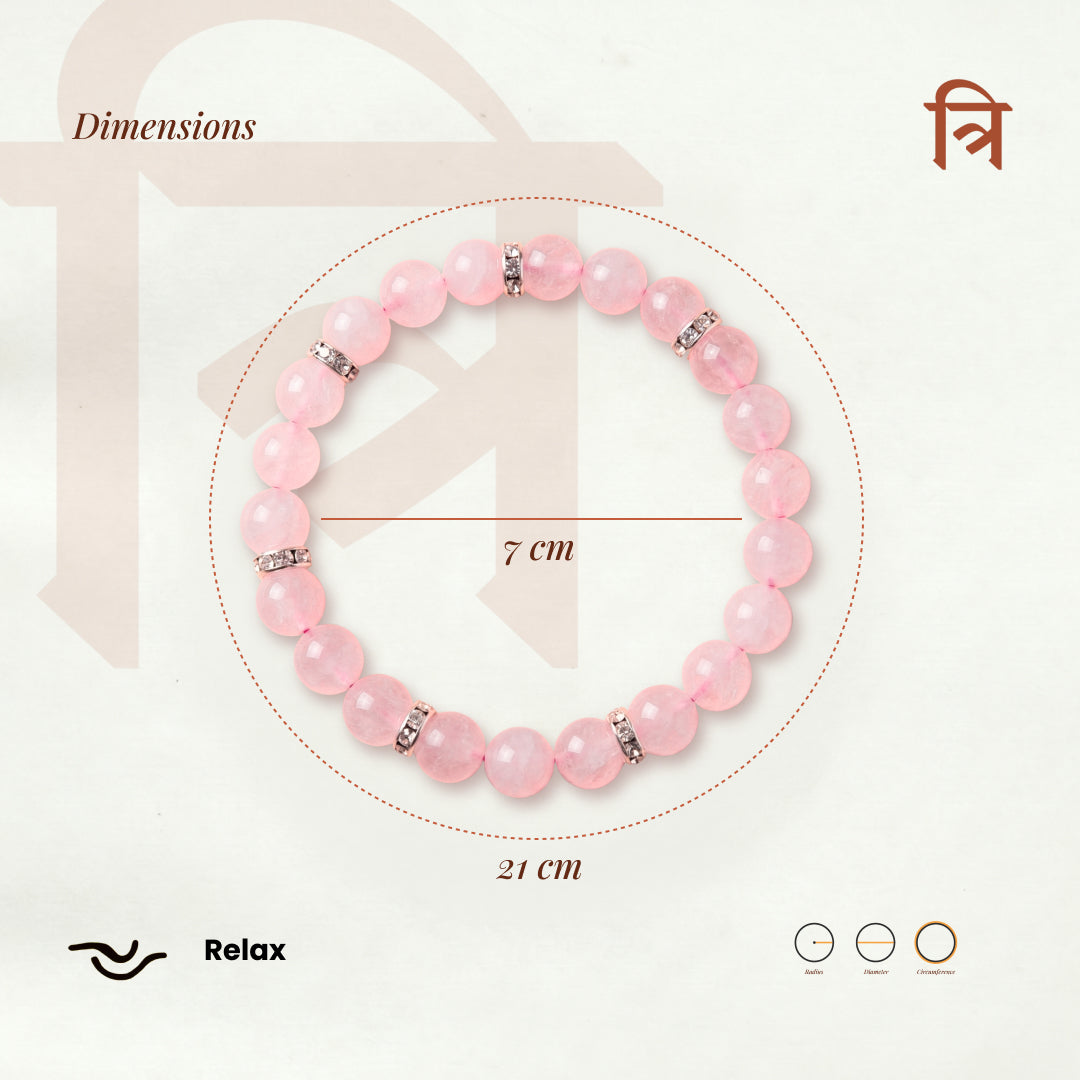Love Rose Quartz Bracelet with Design Filler