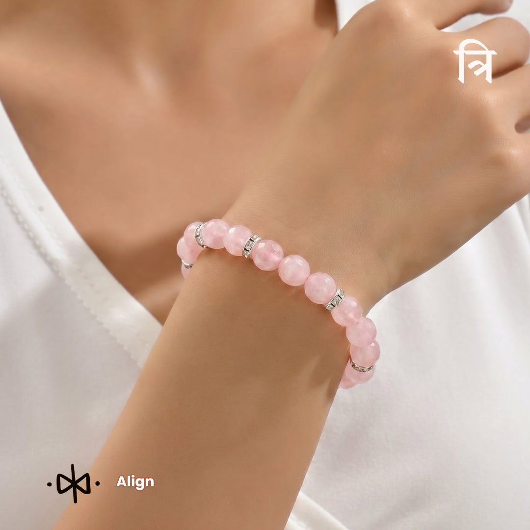 Love Rose Quartz Bracelet with Design Filler