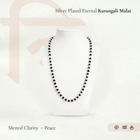 Silver Plated Eternal Karungali Mala - Natural Ebony Wood (Govt. Certified)