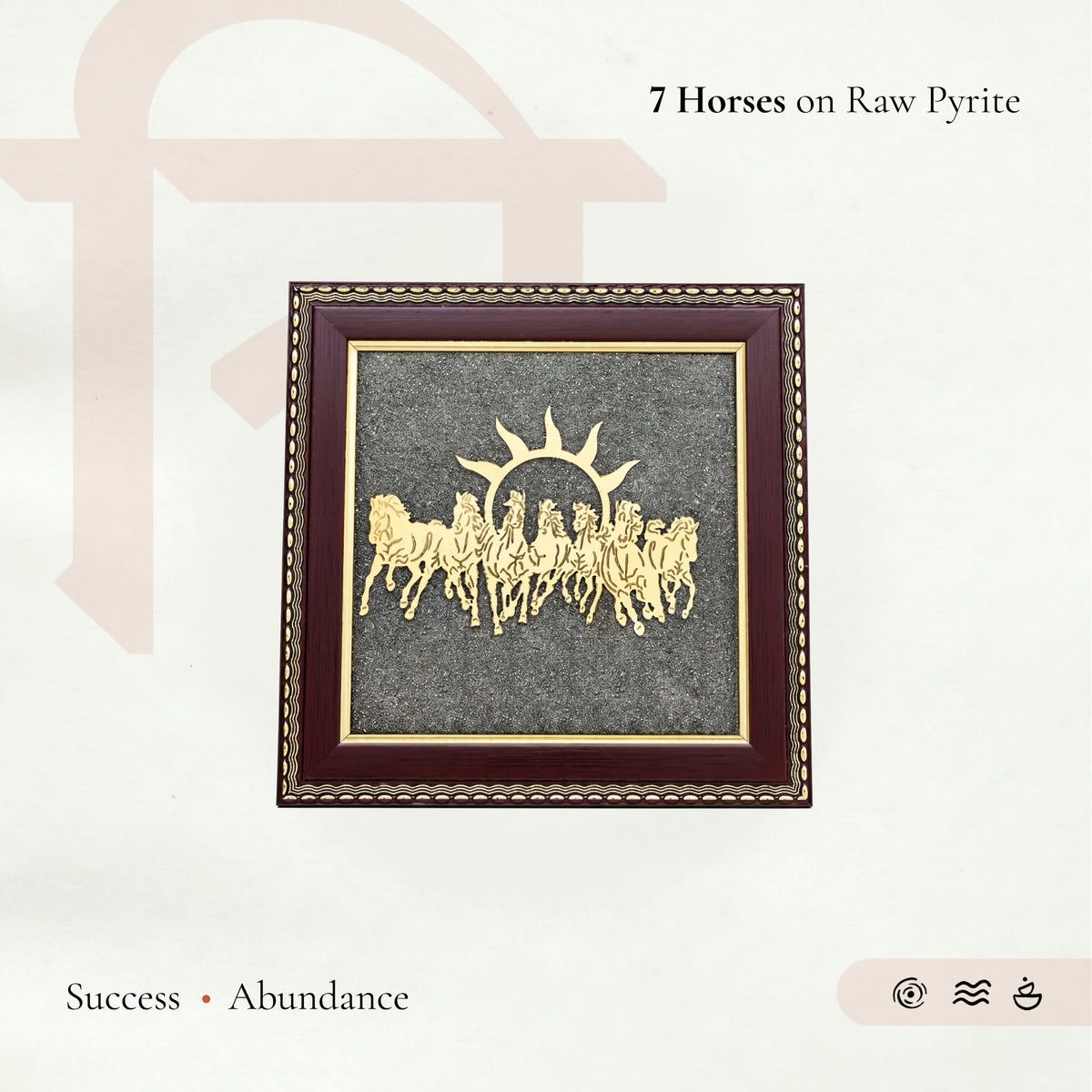 Vastu 7 Horses on Raw Pyrite Frame