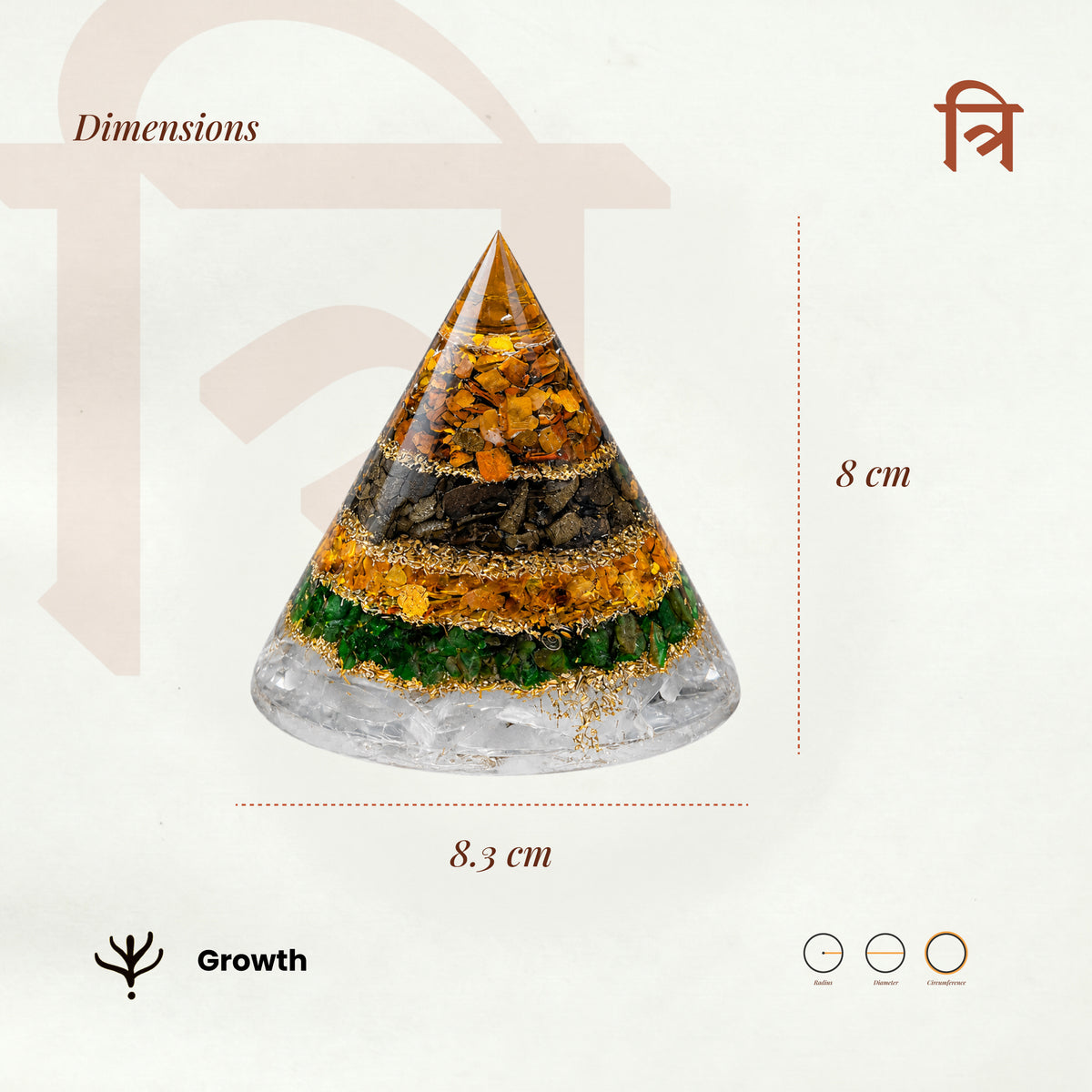 Vastu Conical Dhan Yog Pyramid with Selenite Base