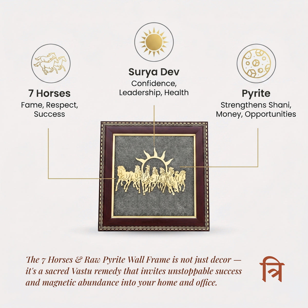 Vastu 7 Horses on Raw Pyrite Frame