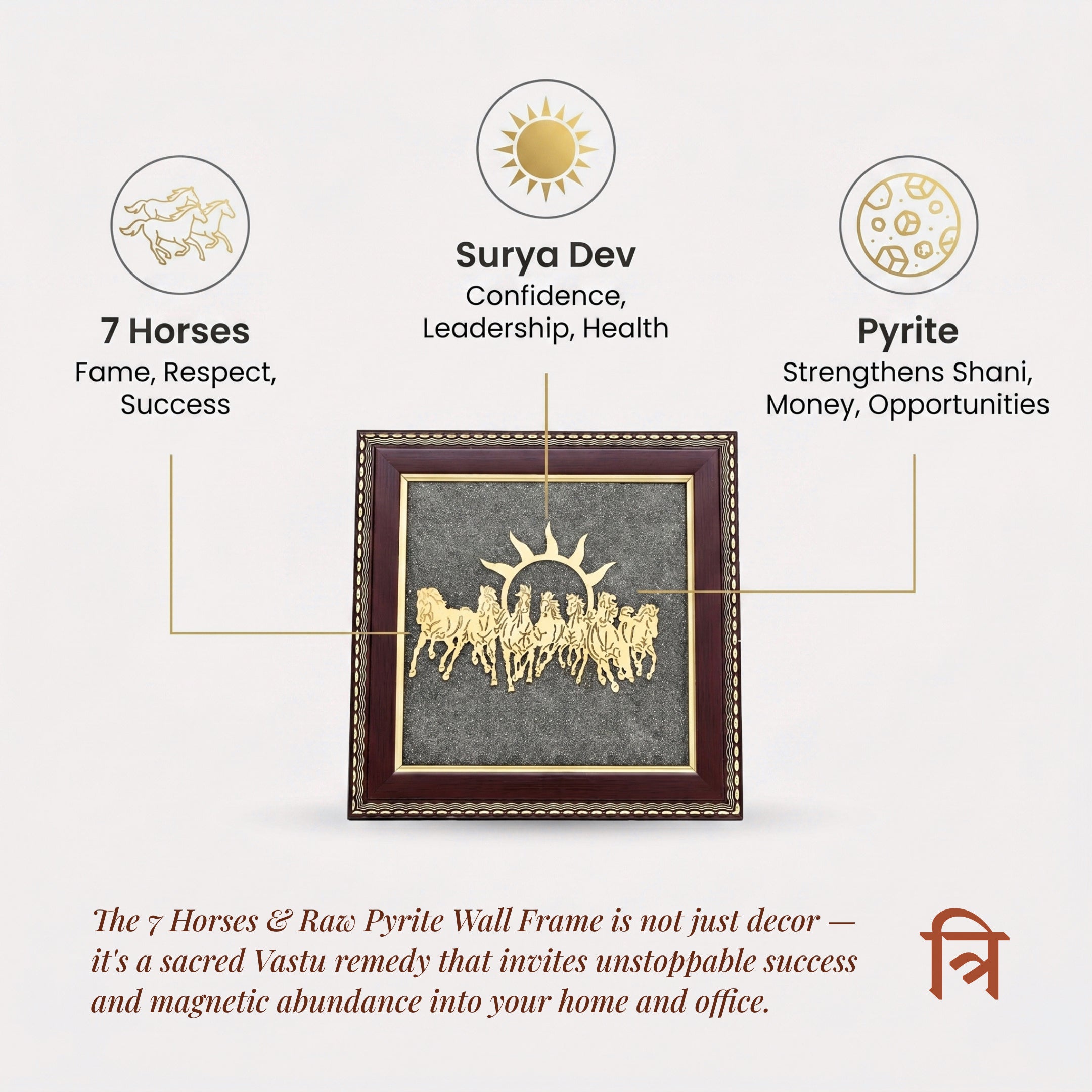 Vastu 7 Horses on Raw Pyrite Frame